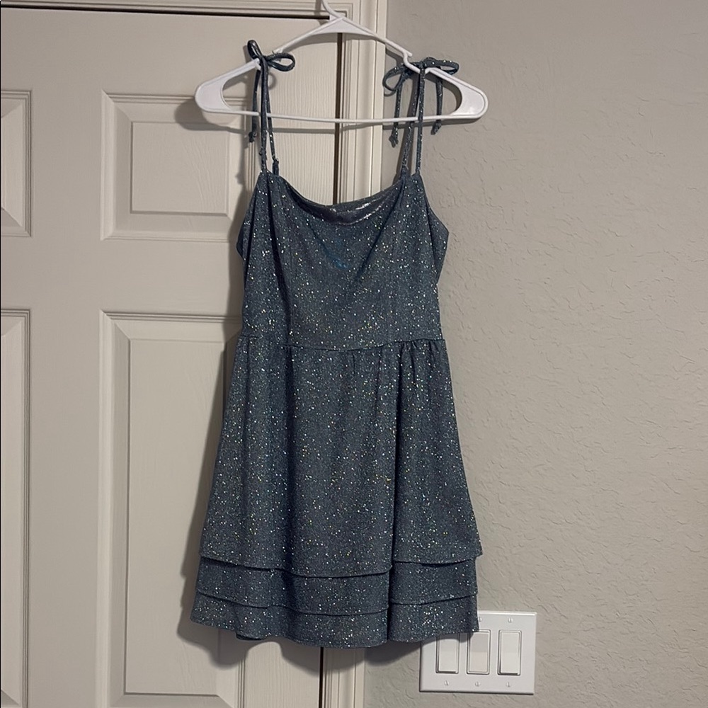 Glittery Mini Dress - Blue